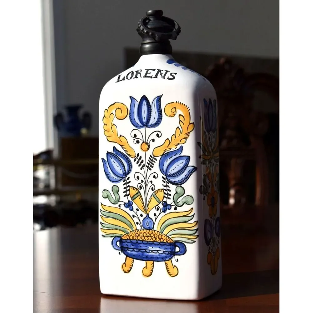 Signed Rectangular Pottery Jug with Lid – 10